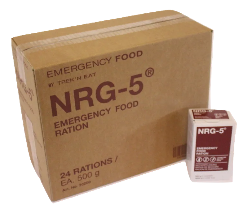 Cover van NRG-5 noodrantsoen, doos met 24 blokken van 500 gram